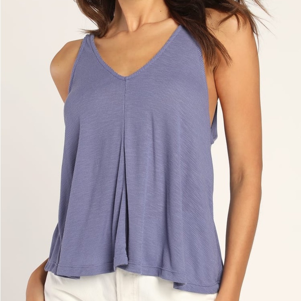 Free People Dani Periwinkle Blue Ribbed Tank Top